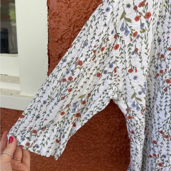 Rachel Zoe 2X Floral Popover Top 100% Linen Cottage Bloomcore Garden Spring - Picture 4 of 4